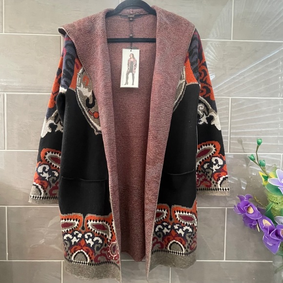 Maxsport Paisley Duster Cardigan Hoodie Size L. NWT - Picture 6 of 16